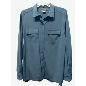 Exofficio Women’s Medium Teal Long Sleeve Shirt Hiking Outdoors Gorpcore